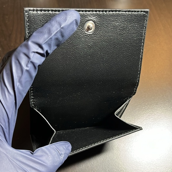 BALENCIAGA Leather Punching Mini Wallet Trifold Black Women Unused S1904 - Picture 15 of 16